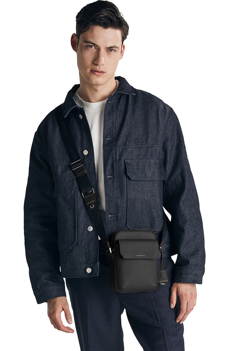 MAISON de SABRÉ Small Leather Messenger Bag, Alternate, color, Black Caviar