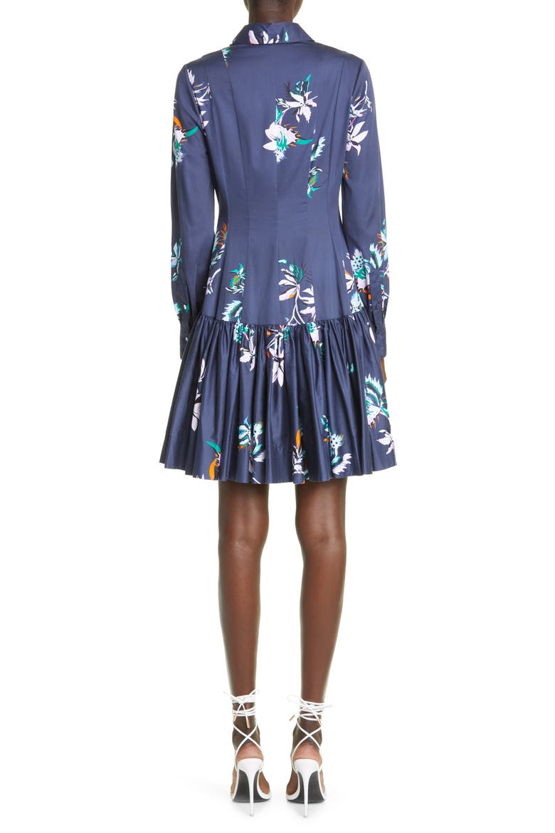 Floral Long Sleeve Polished Cotton Shirtdress, Alternate, color, NAVY LILAC MULTI
