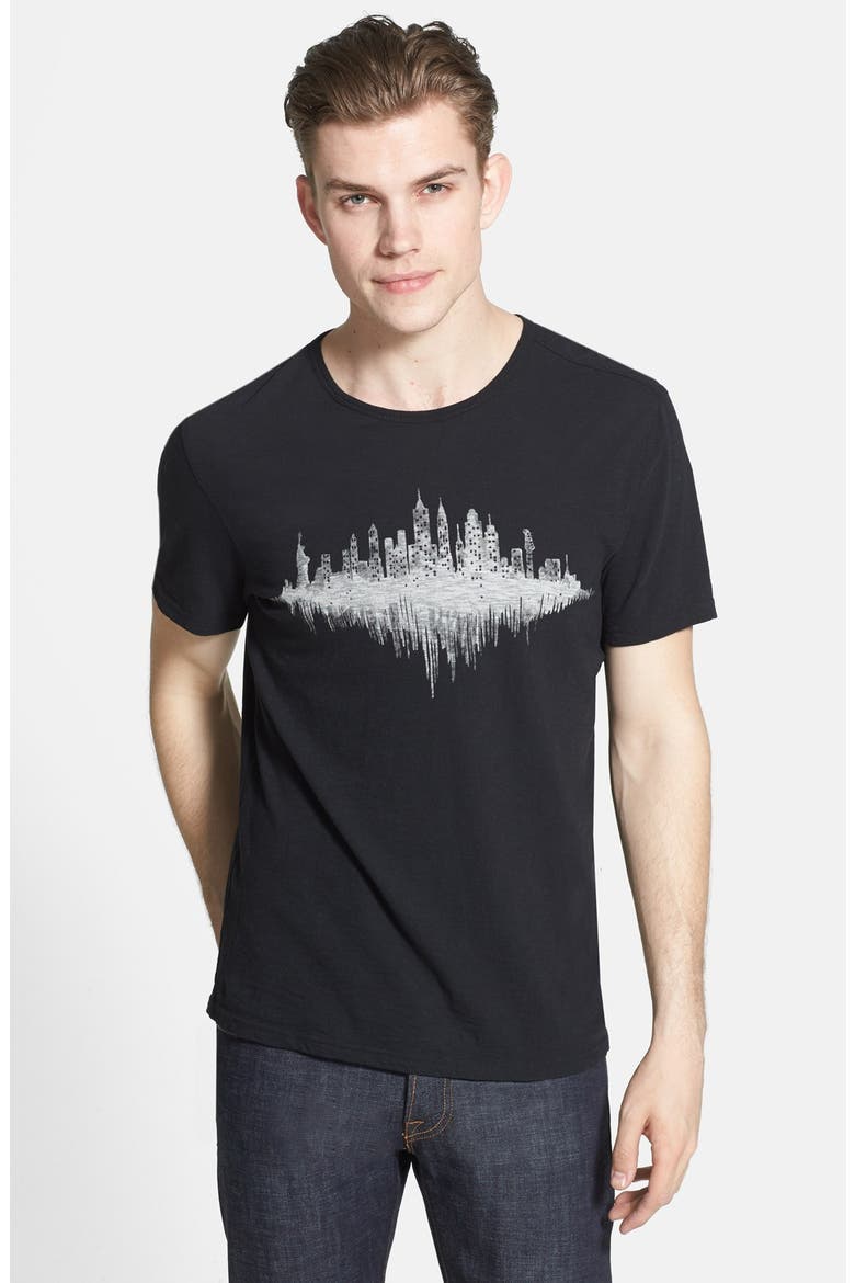 'New York City Skyline' Trim Fit Graphic T-Shirt, Main, color, BLACK