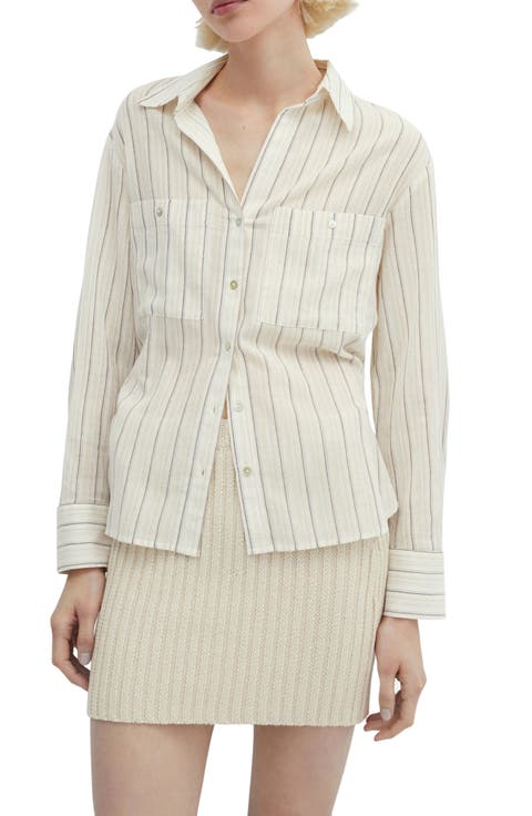 Metallic Stripe Button-Up Shirt