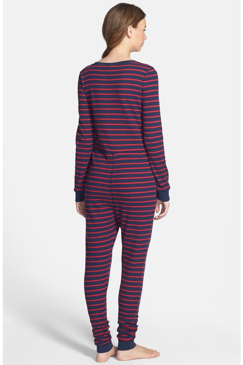 'Free Spirit' Stripe Thermal Jumpsuit, Alternate, color, RED LIPSTICK STRIPE