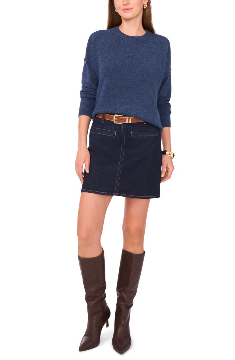 Vince Camuto Exposed Seam Crewneck Sweater, Alternate, color, Steel Blue