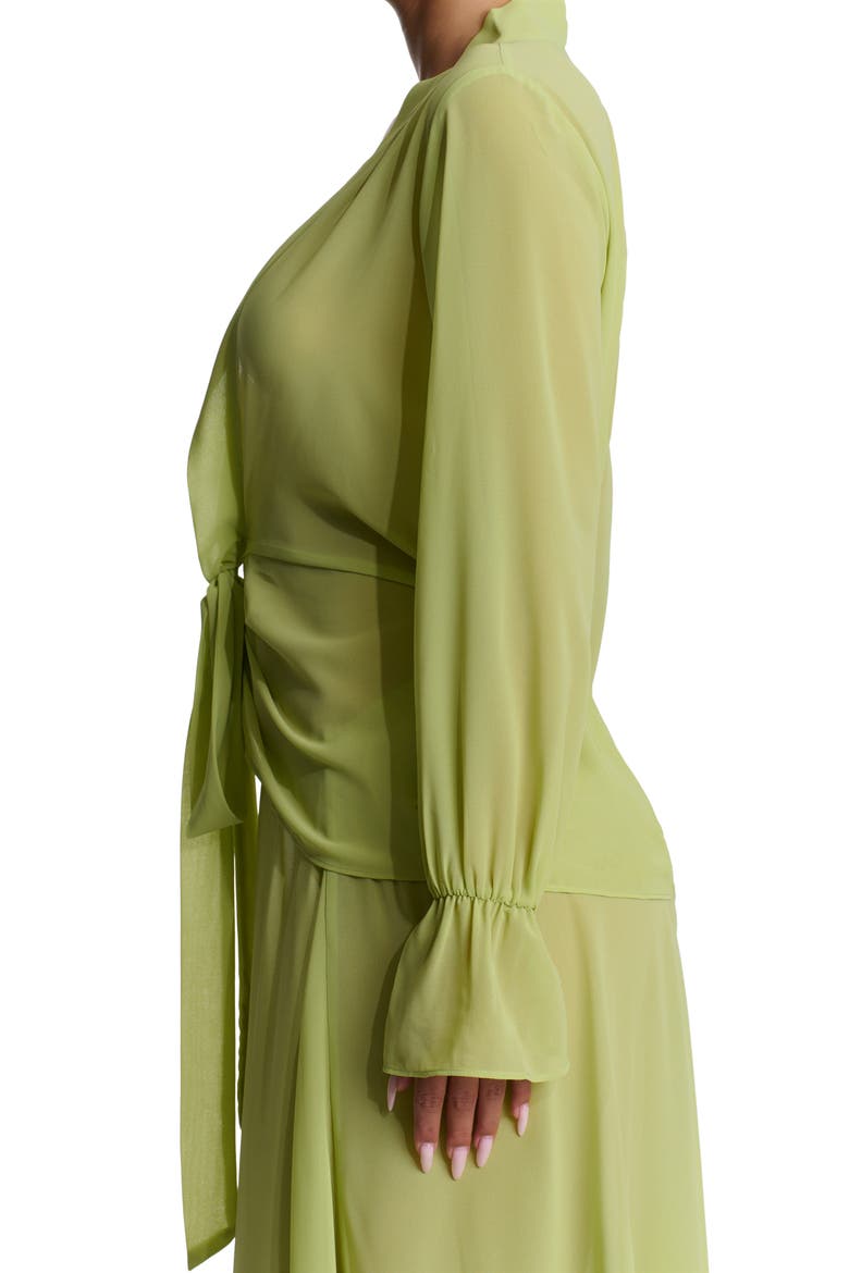 Plunge Tie Front Chiffon Top, Alternate, color, CHARTREUSE