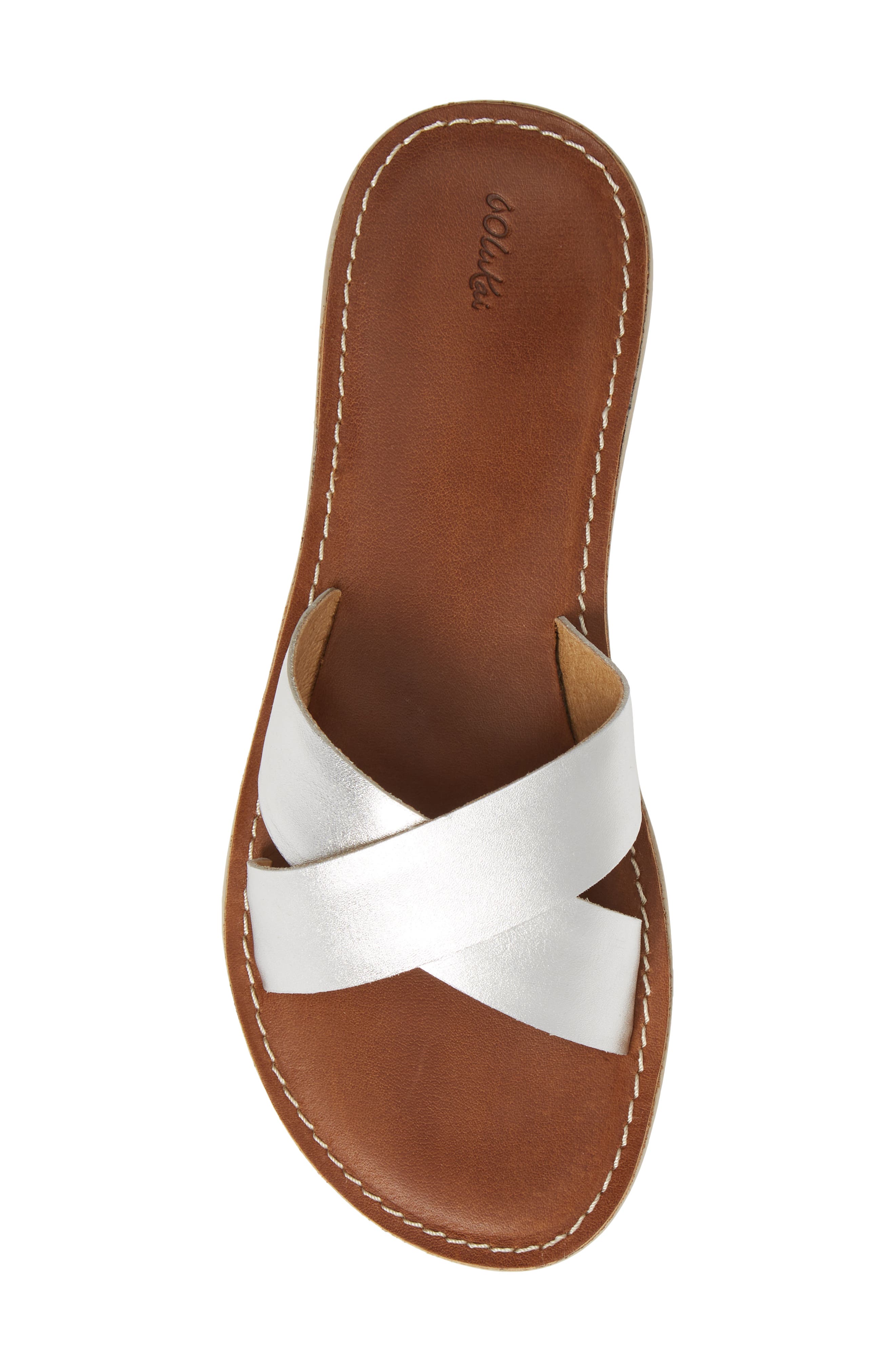 Ke'a Slide Sandal, Alternate, color, SILVER/ TAN LEATHER