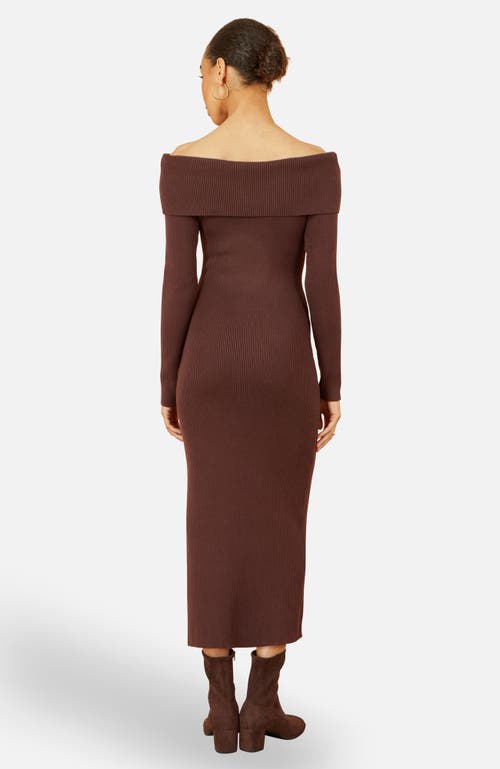 Yumi Bardot Knitted Fitted Midi Dress In Burgundy