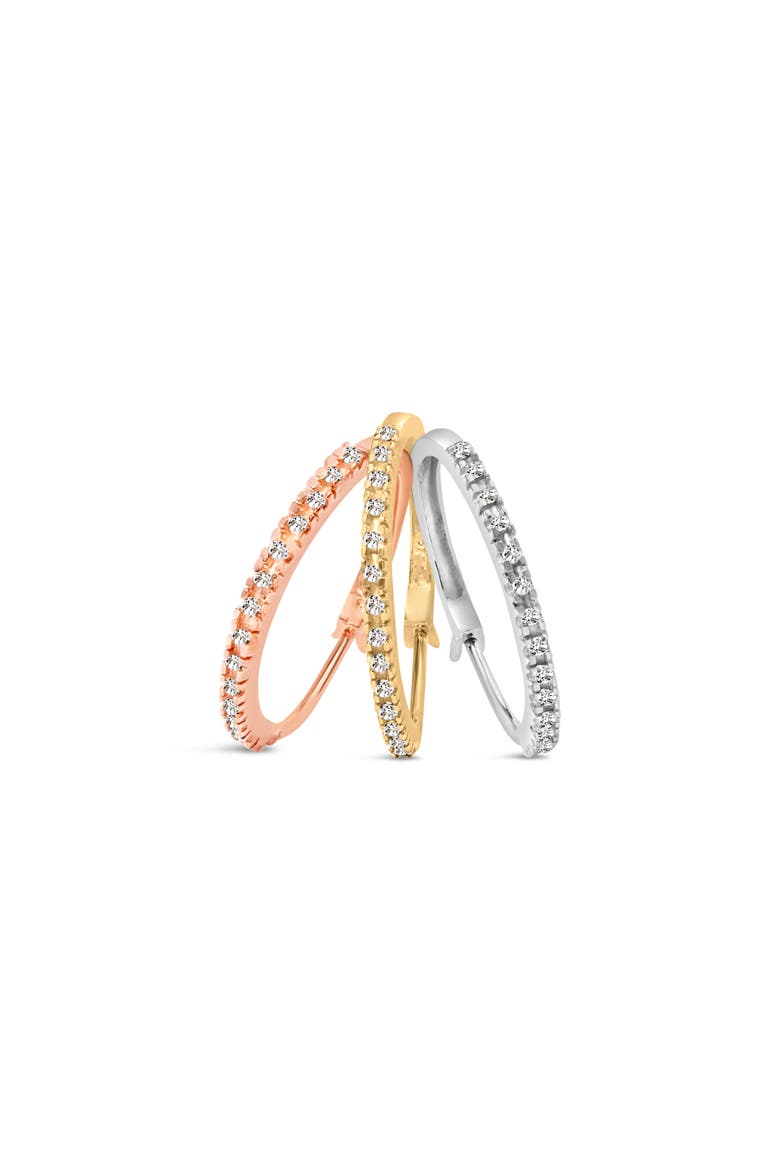 14K Tri-Toned Gold 1/3 Cttw Diamond Triple Hoop Earrings (I-J Color, I2-I3 Clarity) - 22 MM, Alternate, color, Yellow Gold