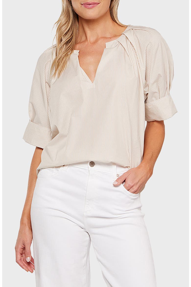 Chloe Notch Collar Short Sleeve Top, Main, color, BEIGE