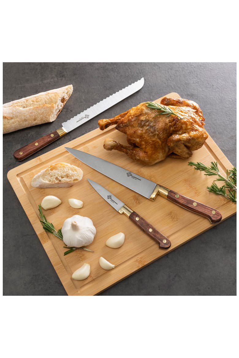 Prince Gastronome 3-Piece Kitchen Knife Set, Alternate, color, WOOD AND GOLD BRASS