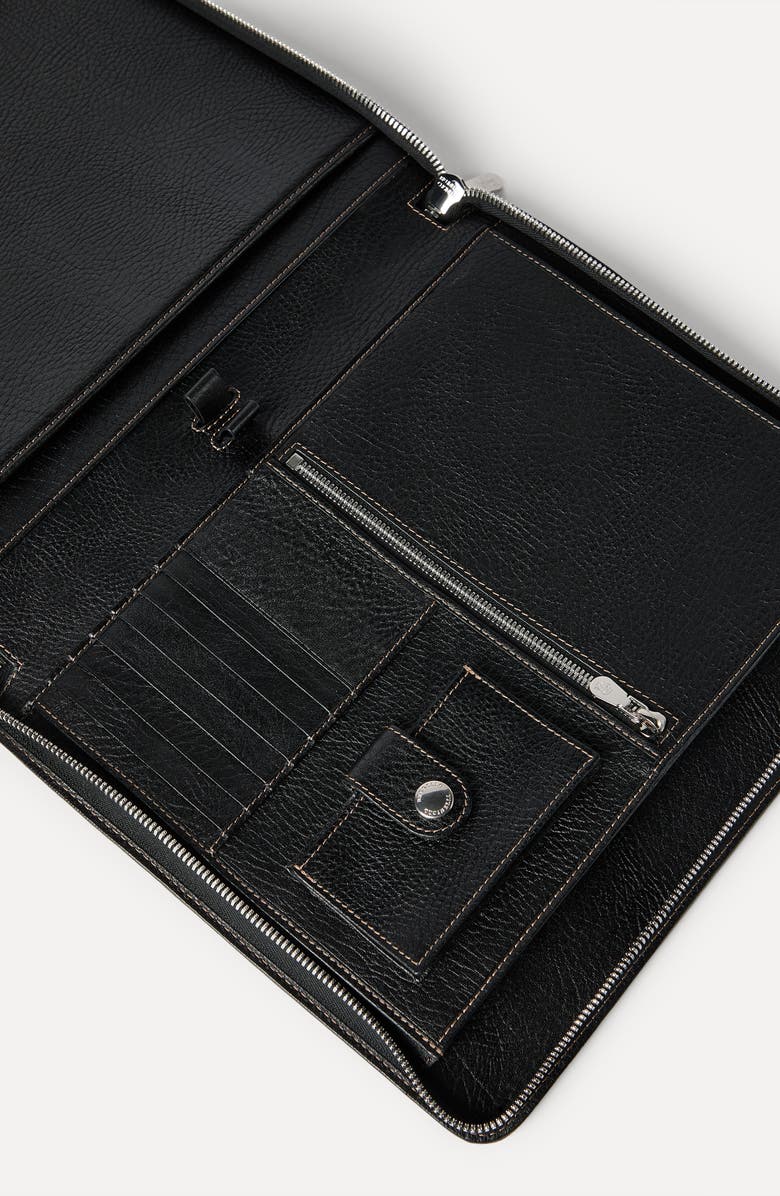 Brunello Cucinelli Grained calfskin document holder, Alternate, color, Black