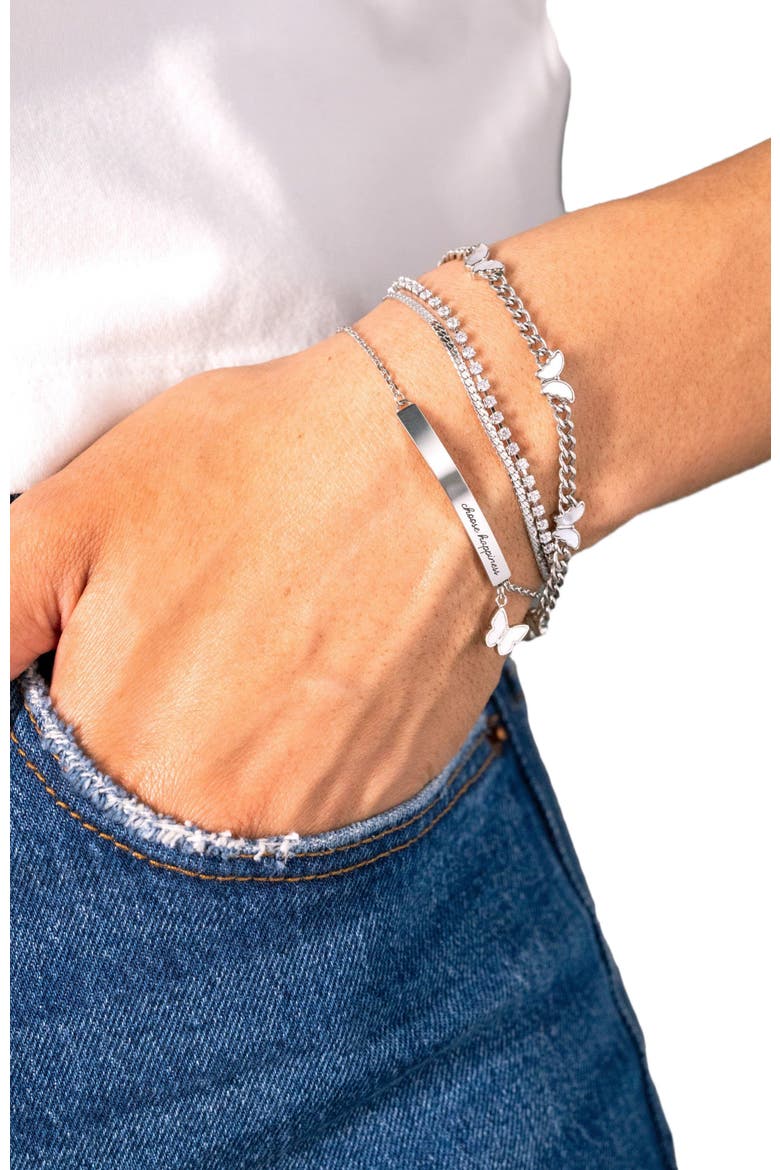 Butterfly Curb Chain Bracelet, Alternate, color, Silver