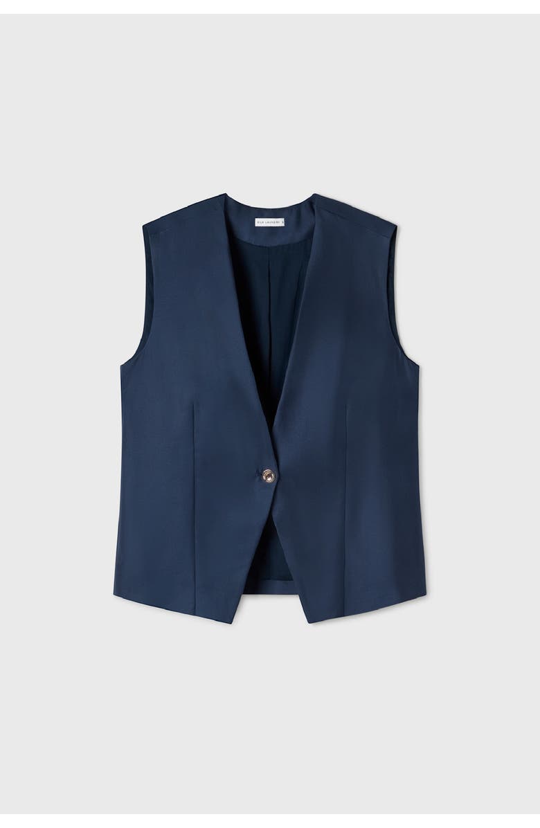 SILK LAUNDRY TWILL SLOUCH VEST MIDNIGHT, Alternate, color, 