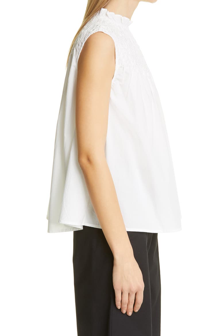 Xanica Smocked Sleeveless Blouse, Alternate, color, WHITE