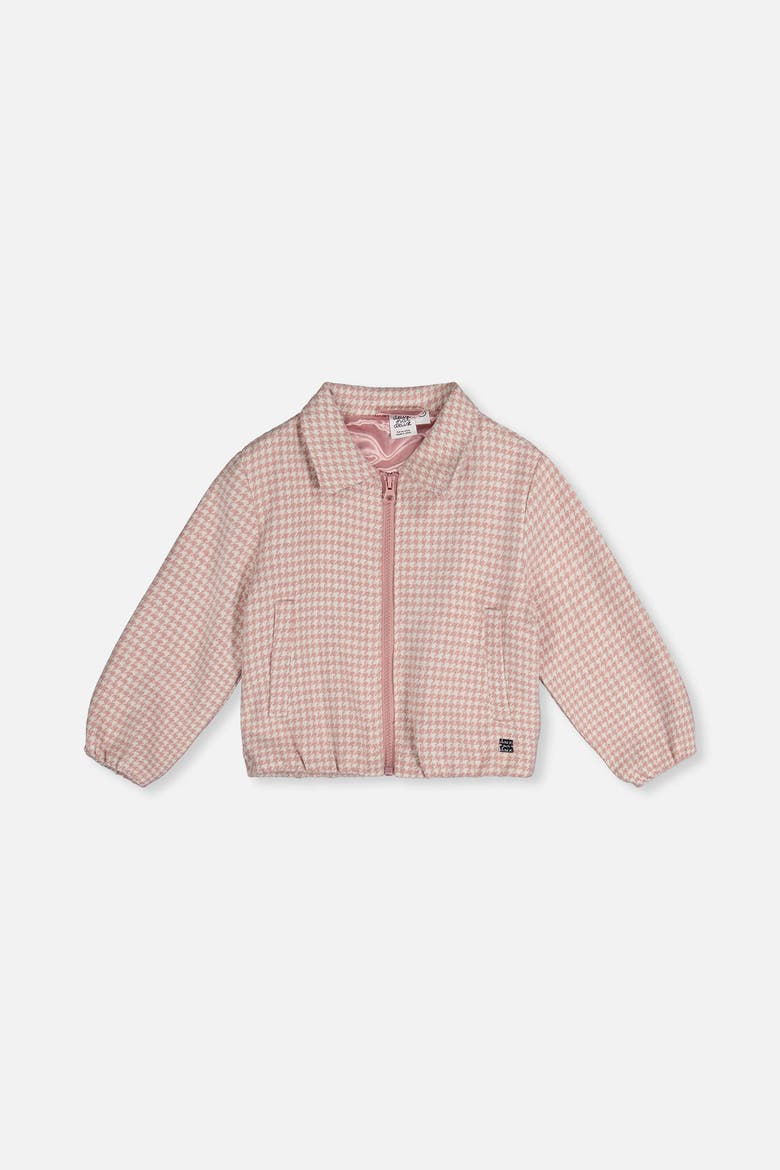 Houndstooth Preppy Lightweight Bomber Jacket, Main, color, Houndstooth Rose