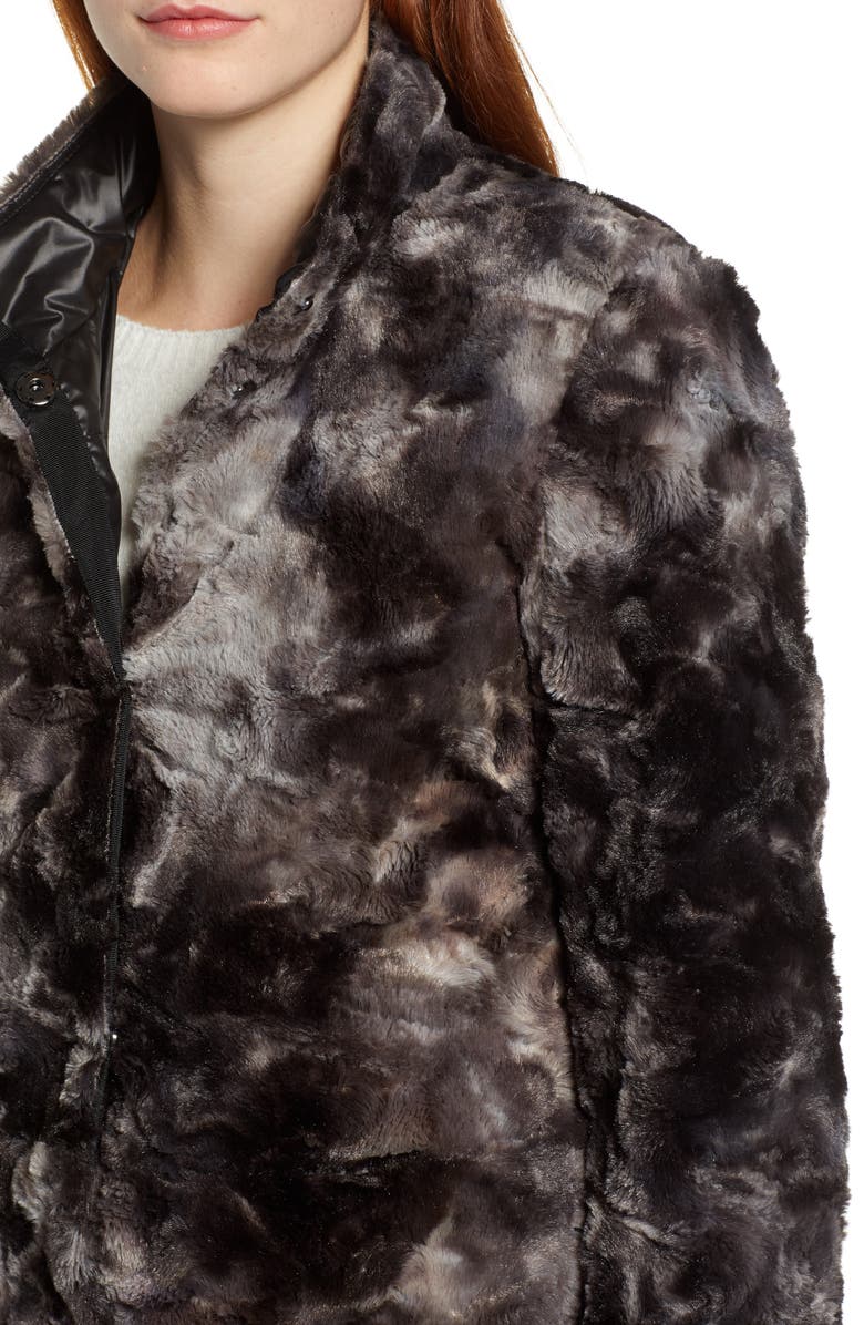 Via Spiga Reversible Faux Marled Fur Coat, Alternate, color, 