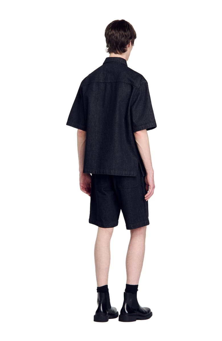 SANDRO Raw denim shirt, Alternate, color, 