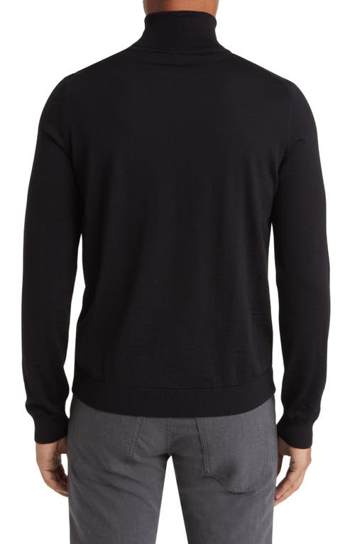Hugo Boss Boss Musso Virgin Wool Turtleneck Sweater In Black