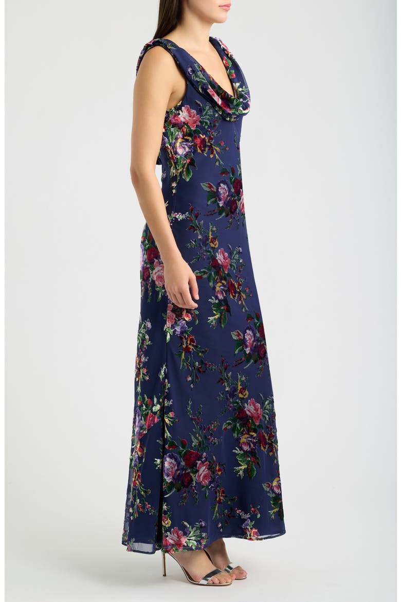 Khloe Floral Burnout Maxi Dress, Alternate, color, NAVY