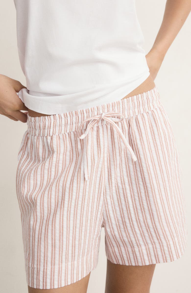 MANGO Two-Piece Stripe Short Pajamas, Alternate, color, Russet