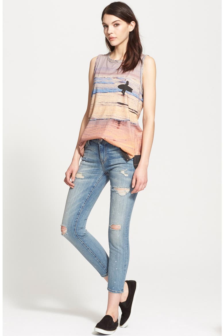 'The Muscle Tee' Surf Print Tank, Alternate, color, DAY BREAK SURF