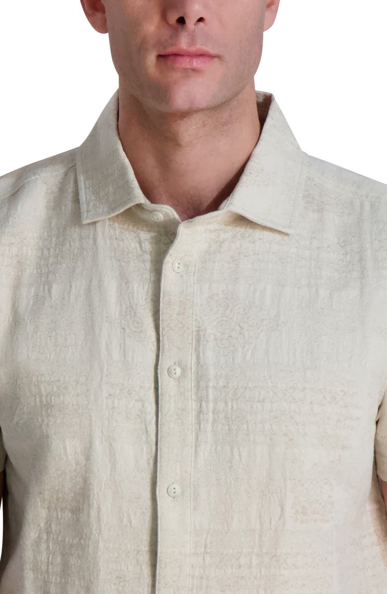 KARL LAGERFELD PARIS Snap Button Short Sleeve Shirt, Alternate, color, Natural