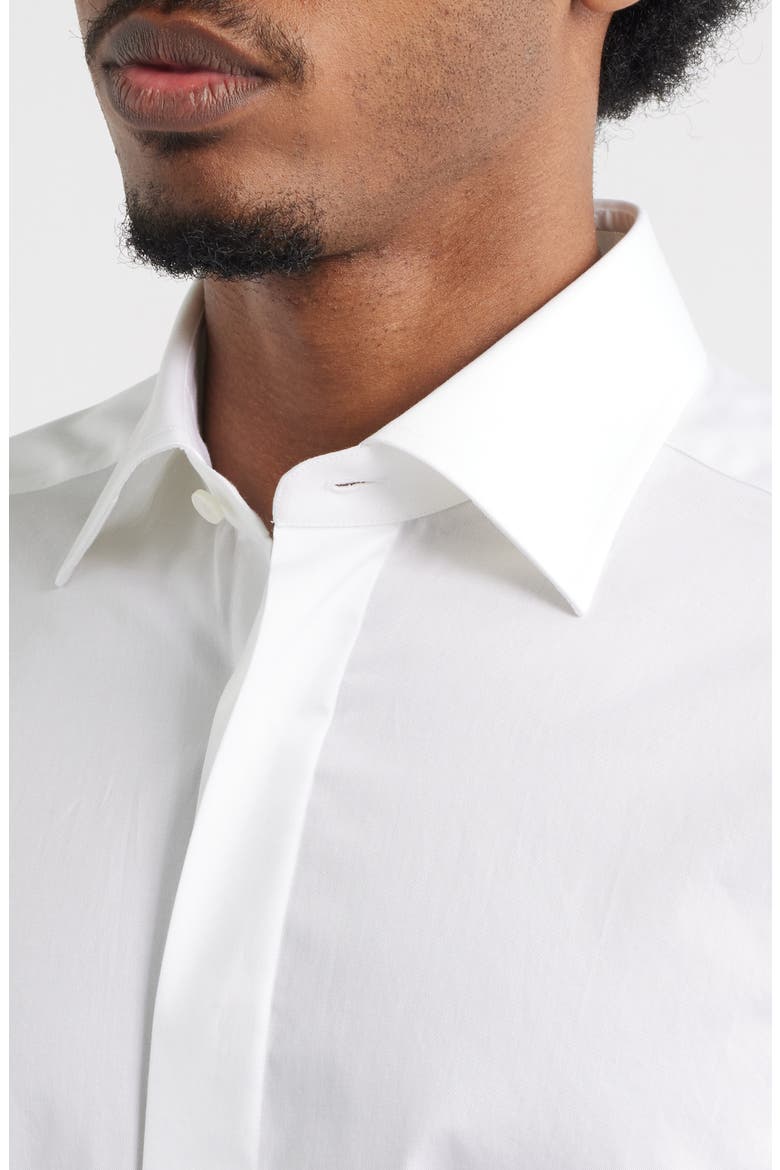 Edmund White Cotton Twill Tuxedo Shirt, Alternate, color, WHITE