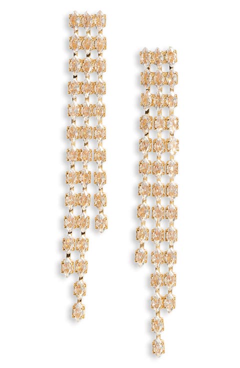 Angled Cubic Zirconia Fringe Drop Earrings