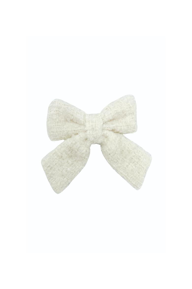 Boucle Girls' Hair Bow Barrette, Main, color, White