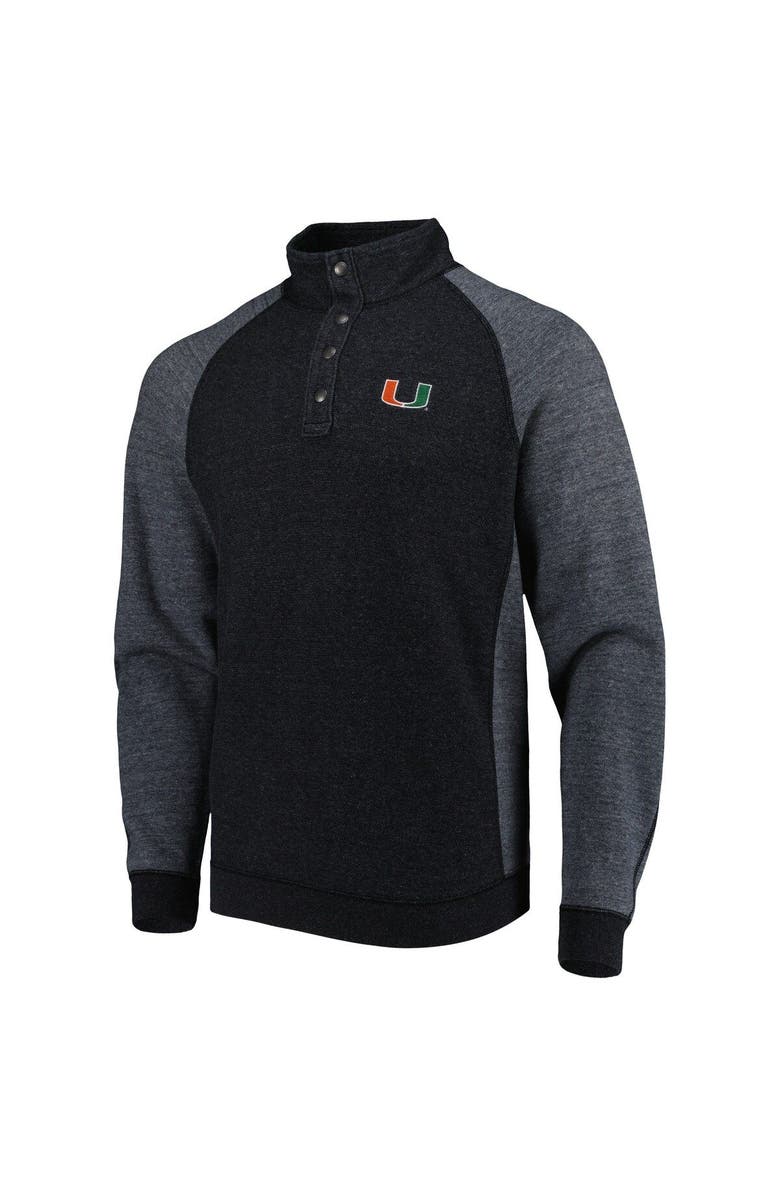 Tommy Bahama Men's Tommy Bahama Black Miami Hurricanes Sport Scrimmage Snap Mock Neck Raglan Button-Up Jacket, Alternate, color, 