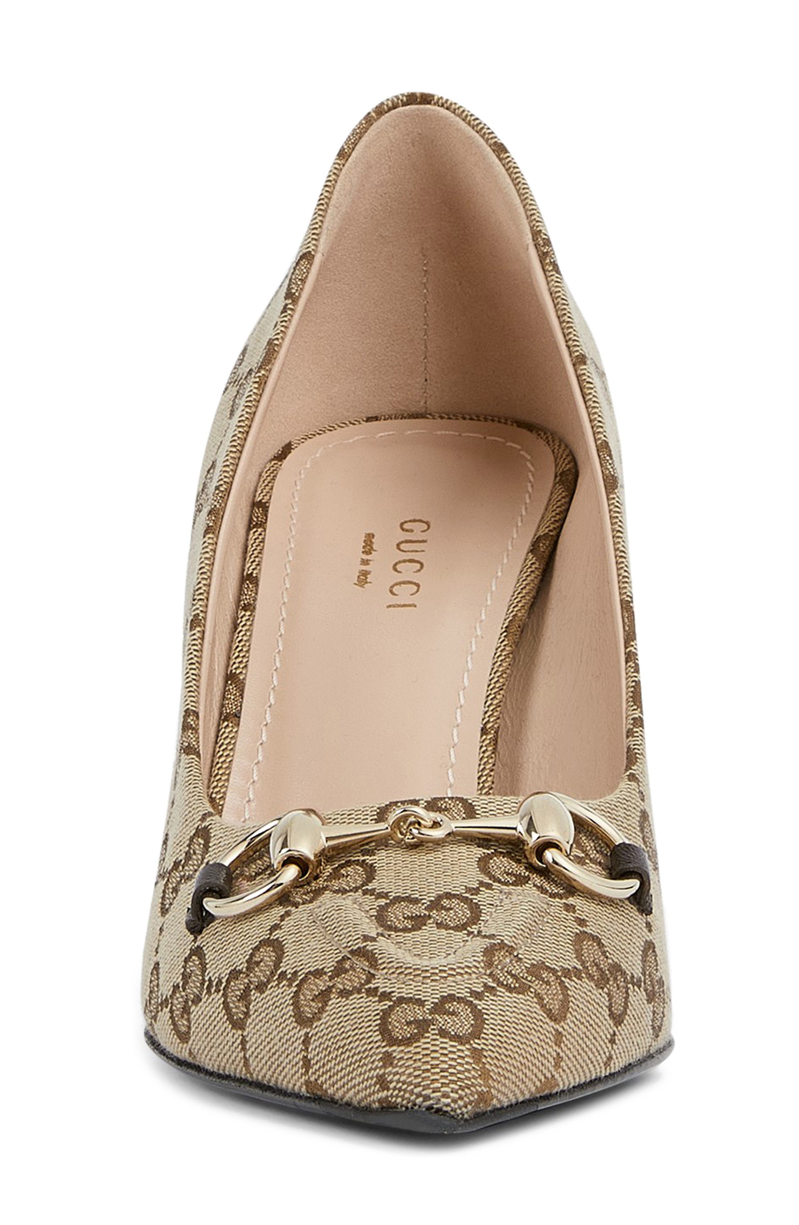 Gucci Erin Horsebit GG Canvas Pump, Alternate, color, Beige