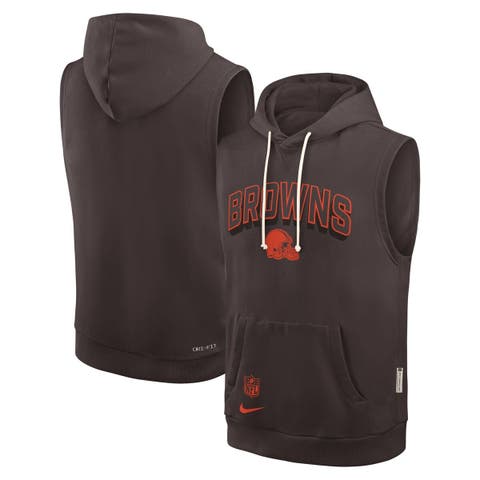 Men's Nike Brown Cleveland Browns Sideline Performance Sleeveless Pullover Hoodie