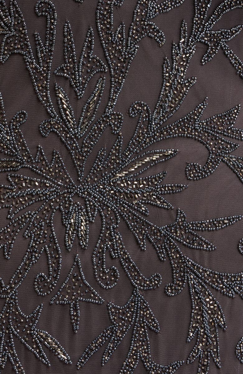 Pisarro Nights Beaded Elbow Sleeve A-Line Dress, Alternate, color, Slate