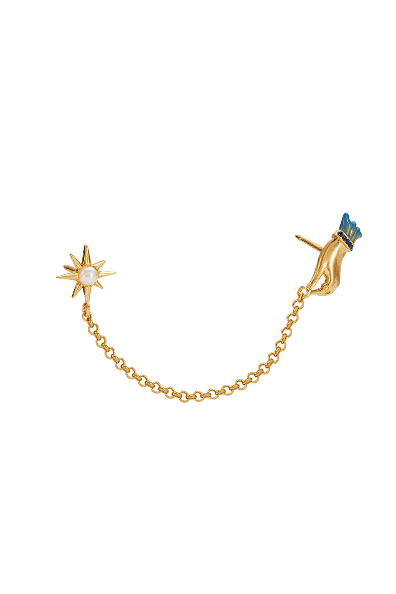 Palm Of Your Hand Pearl Chain Collar Brooch, Alternate, color, Gold