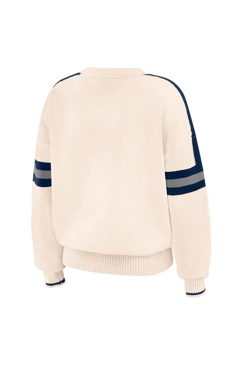 Women's WEAR by Erin Andrews  Cream Dallas Cowboys Stripe Pullover Sweater, Alternate, color, Cream