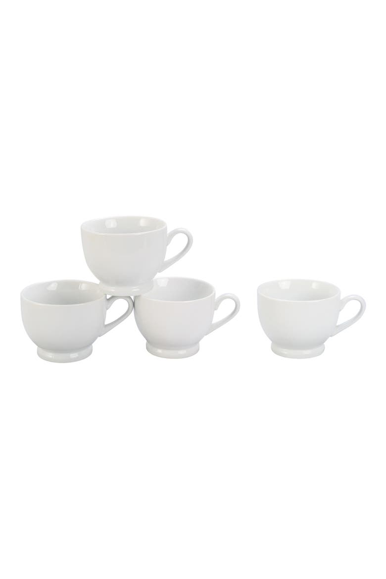 Set of 4 Footed Cappuccino Cups, Main, color, WHITE
