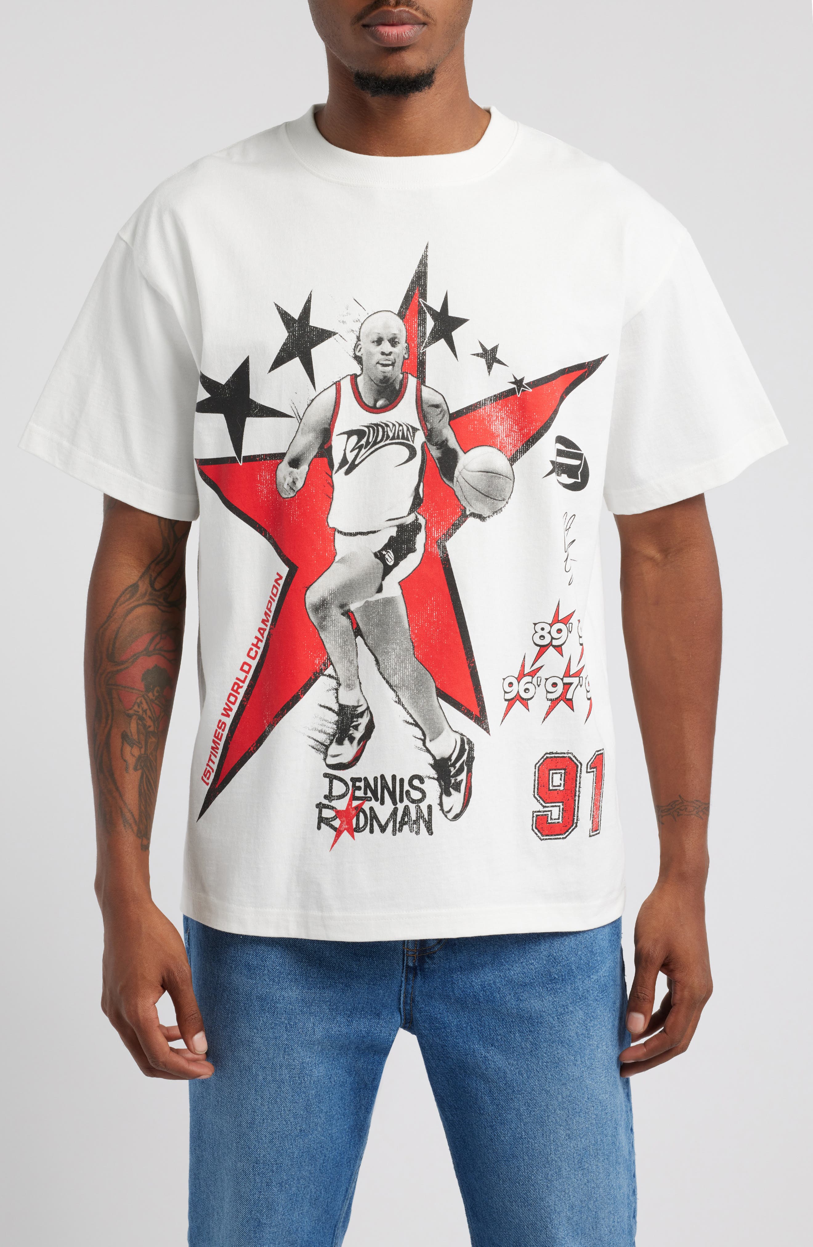 ID Supply Co Five Time Champs Graphic T-Shirt in White 