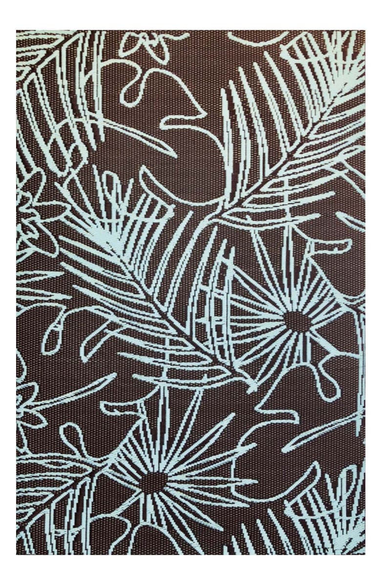 Mad Mats Palm Leaf Teal & Brown, Main, color, Teal And Brown