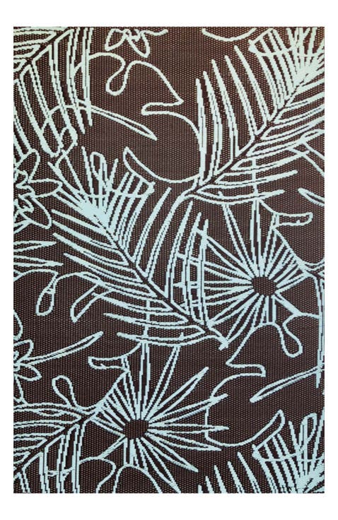 Palm Leaf Teal & Brown