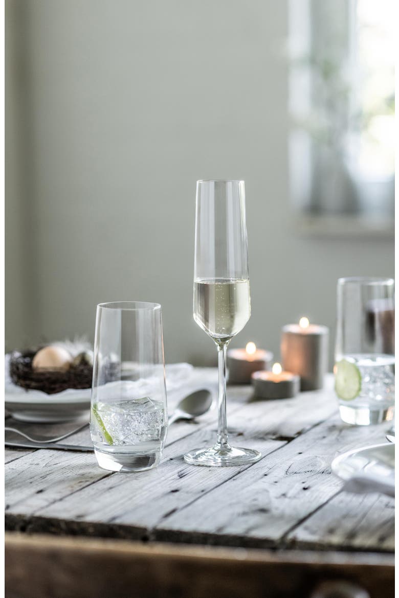 Set of 2 Pure Champagne Flutes, Alternate, color, CLEAR