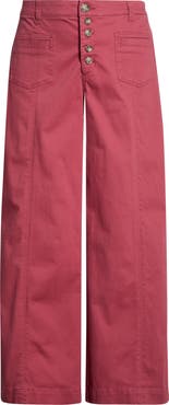 Wit & Wisdom 'Ab'Solution Skyrise Exposed Button Wide Leg Twill Pants