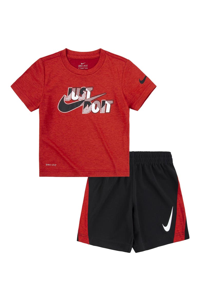 Kids' Drop Graphic T-Shirt & Shorts Set, Main, color, BLACK