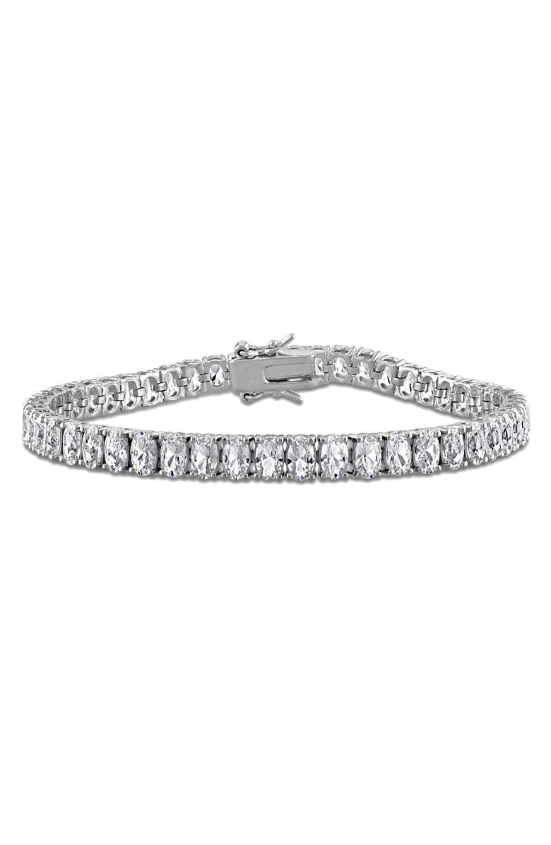 Julianna B. Lab-Created White Sapphire Oval Tennis Bracelet, Main, color, Sterling Silver