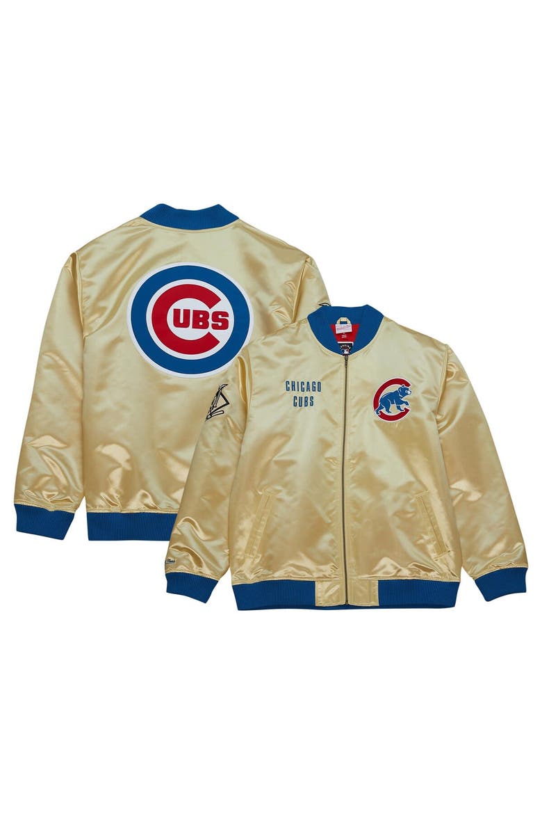 Men's Mitchell & Ness Gold Chicago Cubs OG 2.0 Lightweight Satin Full-Zip Jacket, Main, color, Gold
