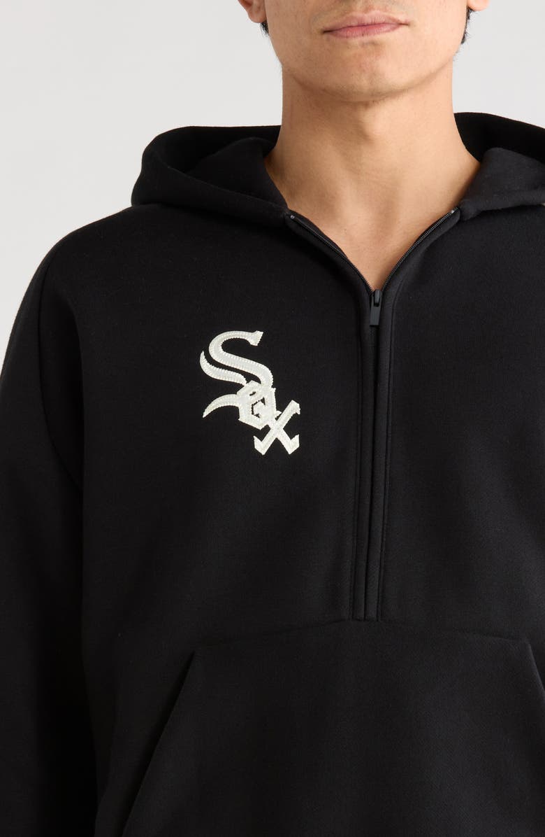 Fear of God Essentials x MLB Chicago White Sox Cotton Blend Fleece Half Zip Hoodie, Alternate, color, Black