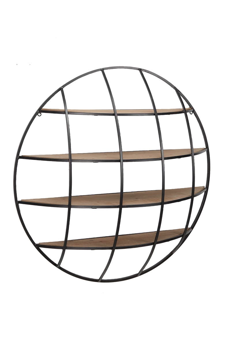 GINGER BIRCH STUDIO Light Brown Metal Industrial Wall Shelf, Alternate, color, Light Brown