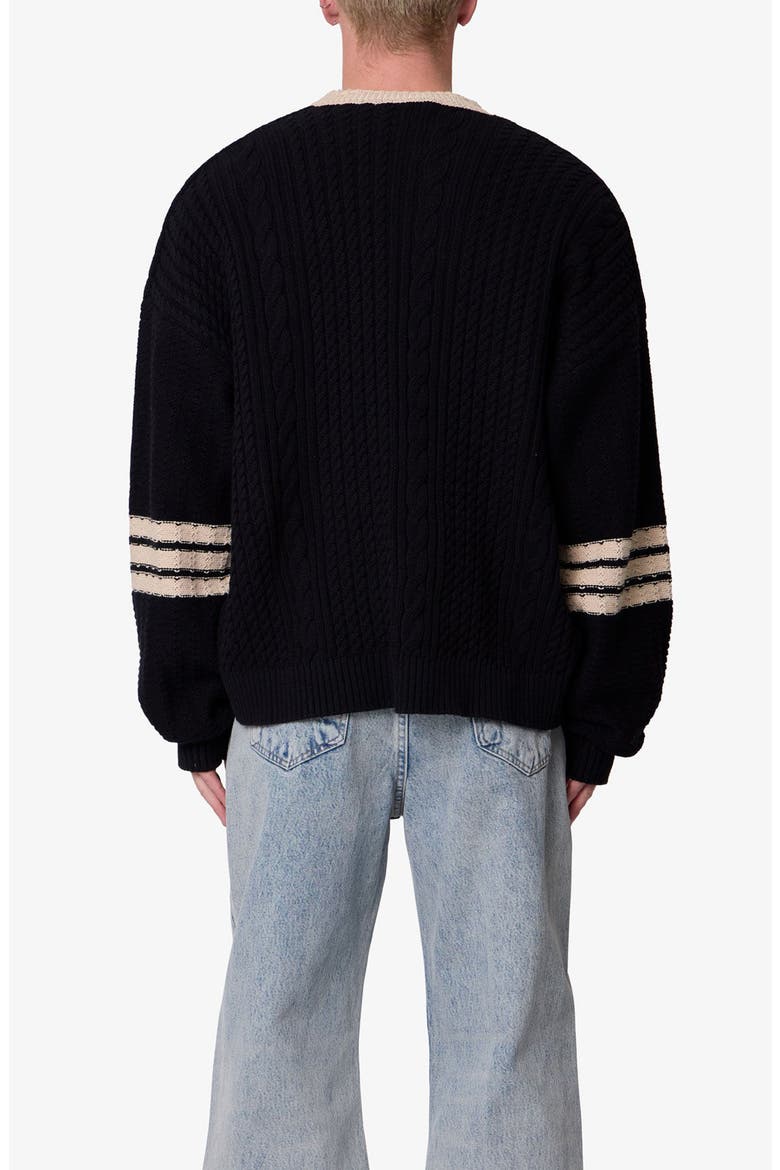 Collegiate Stripe Button-Up Cardigan, Alternate, color, BLACK/ BROWN