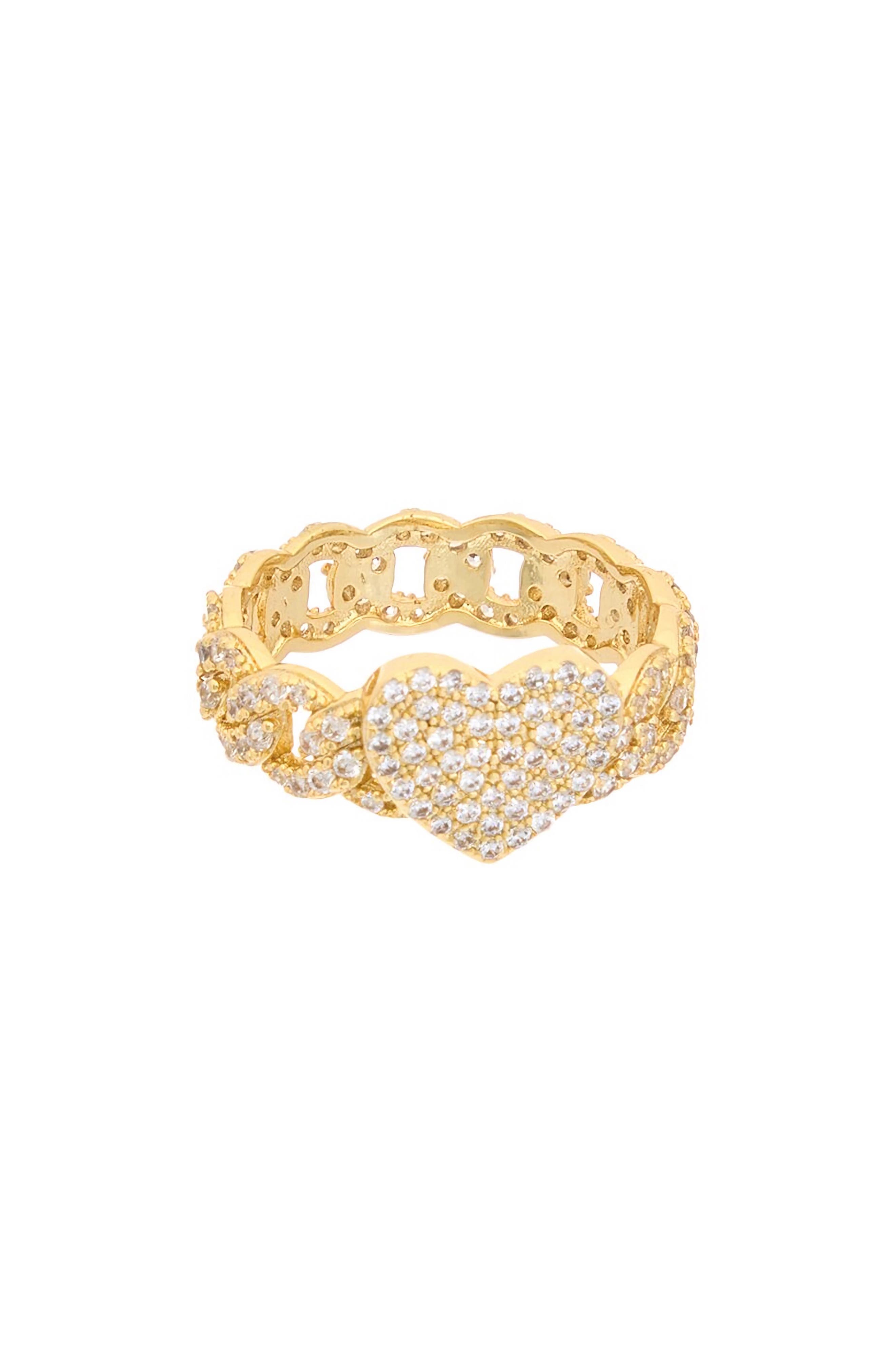 Juvell Pavé Cubic Zirconia Heart Link Band Ring