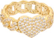 Juvell Pavé Cubic Zirconia Heart Link Band Ring