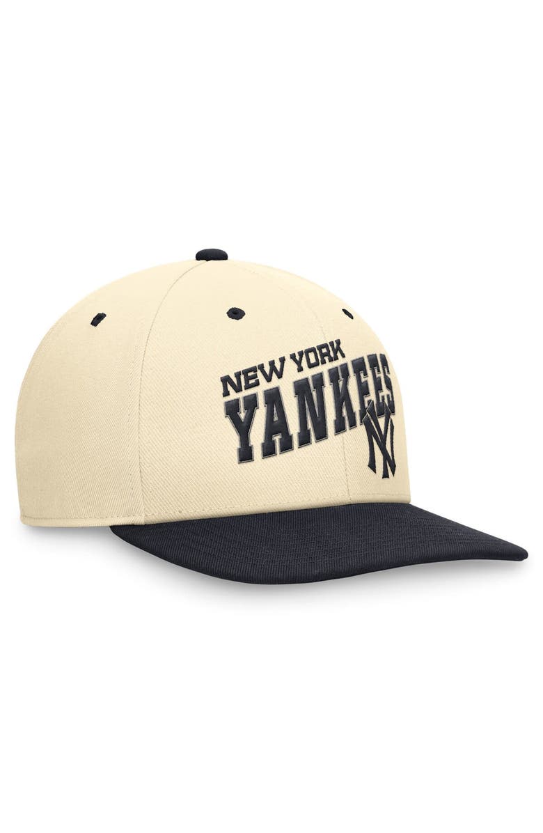 Nike Men's Nike Cream/Navy New York Yankees Rewind Cooperstown Collection Performance Snapback Hat, Alternate, color,