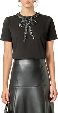 English Factory Embellished Floral Bow Top