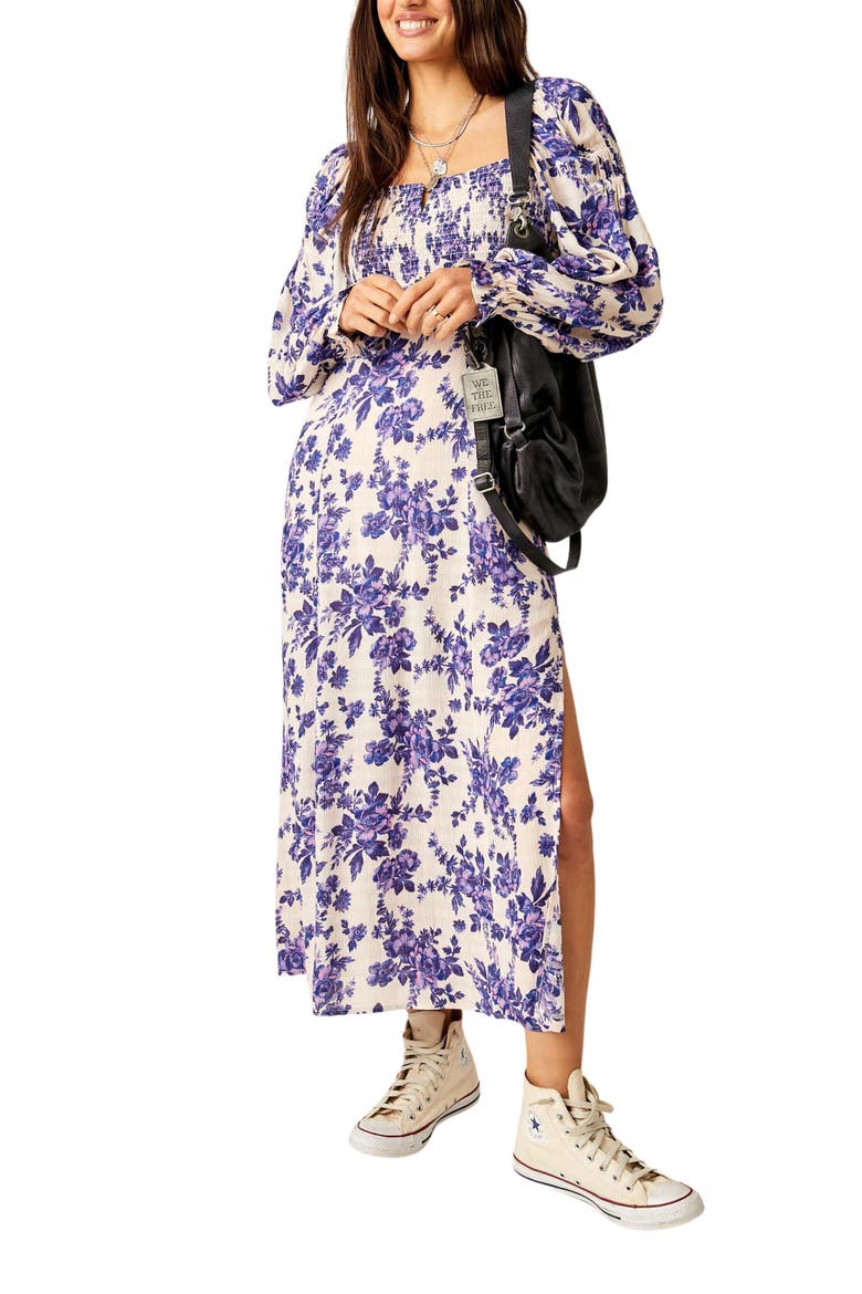 Jaymes Floral Smocked Long Sleeve Maxi Dress, Alternate, color, IRIS COMBO